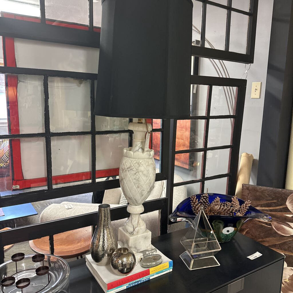 Marble Table Lamp with Silk Shade