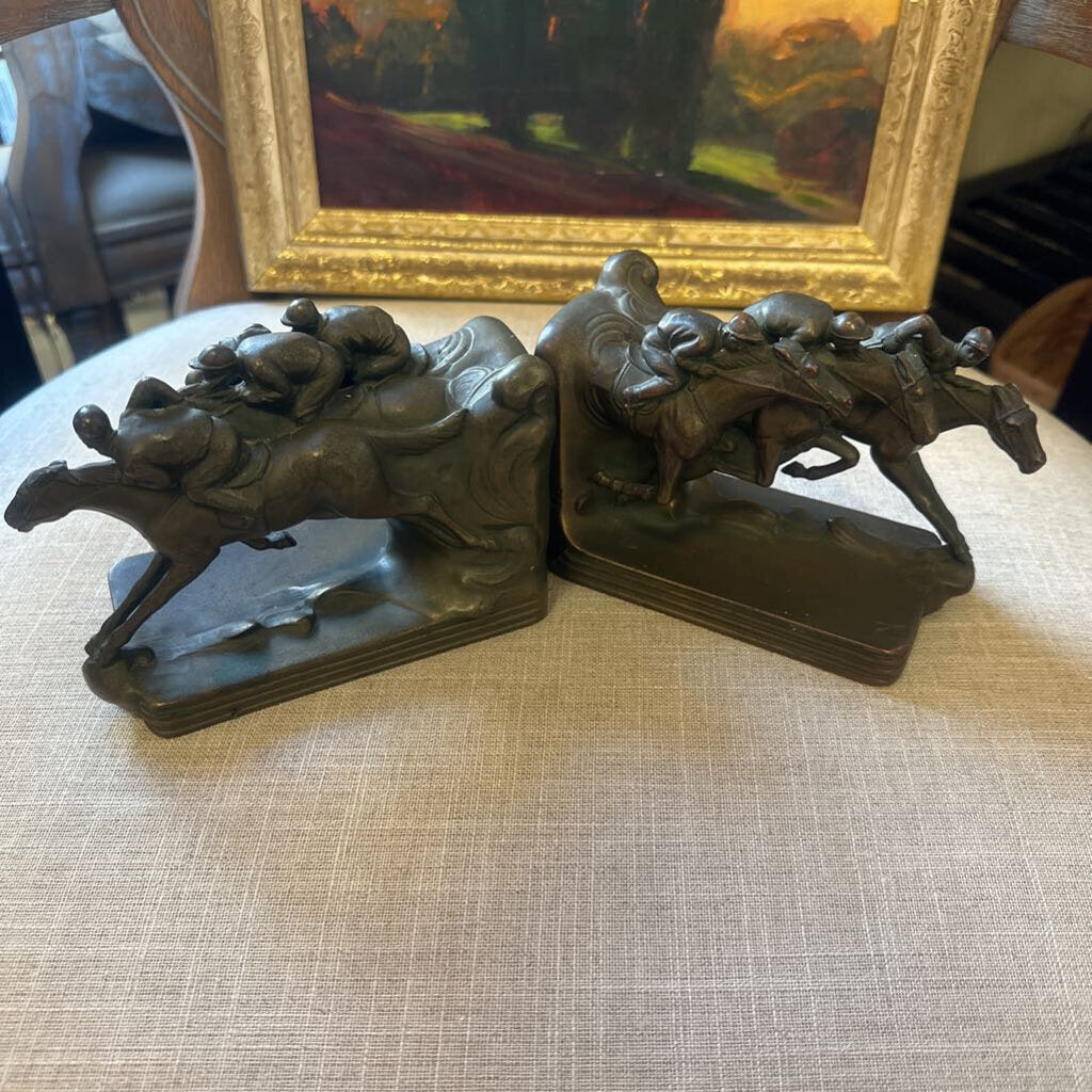 Bronze Horse Racing Bookends