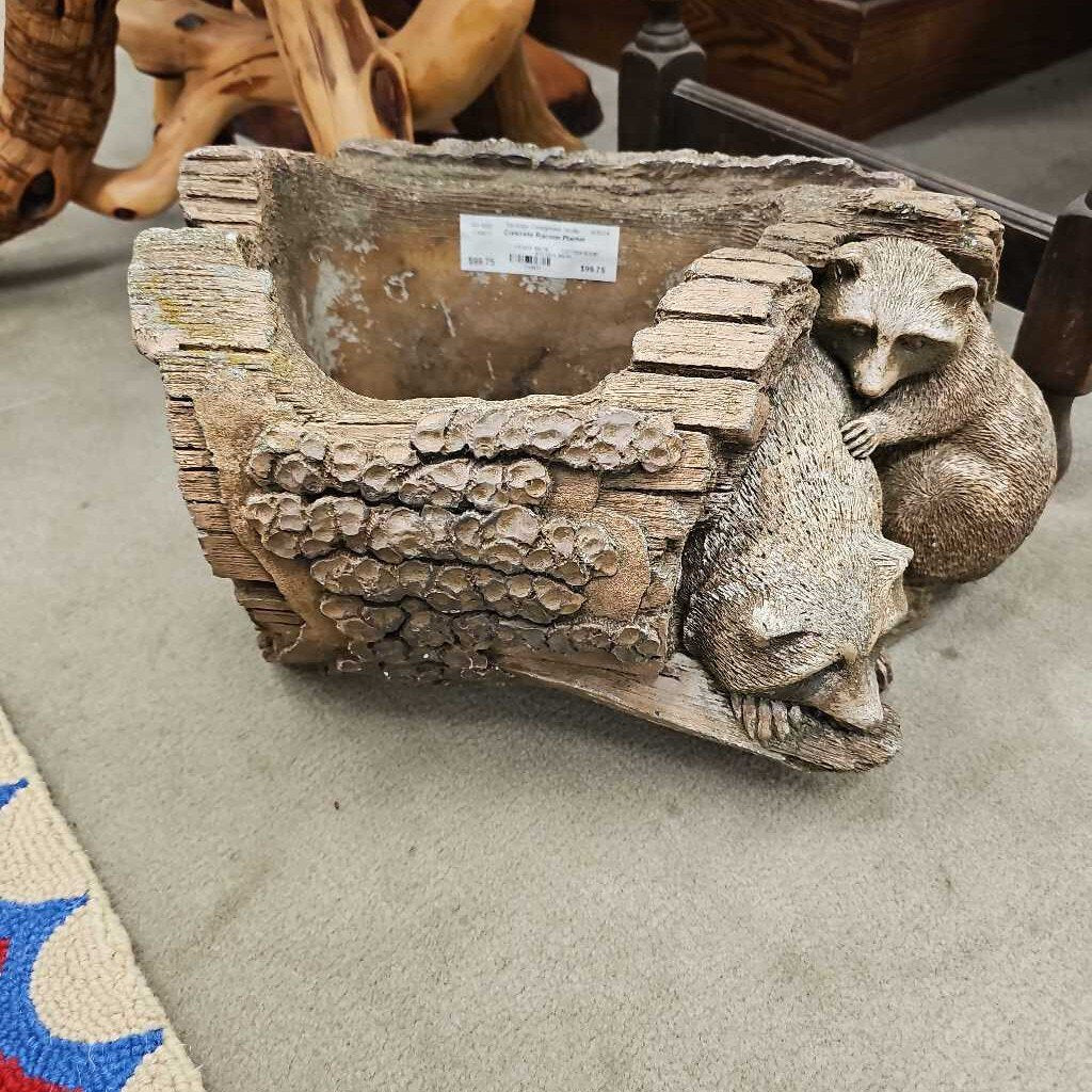 Concrete Racoon Planter