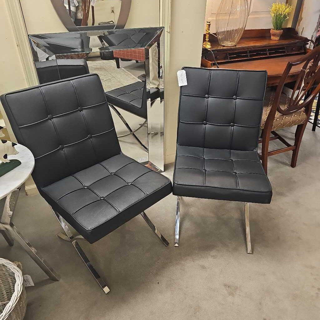 Black/Chrome Armless Chair Pair