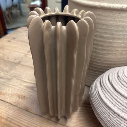 Brown Ridged Vase