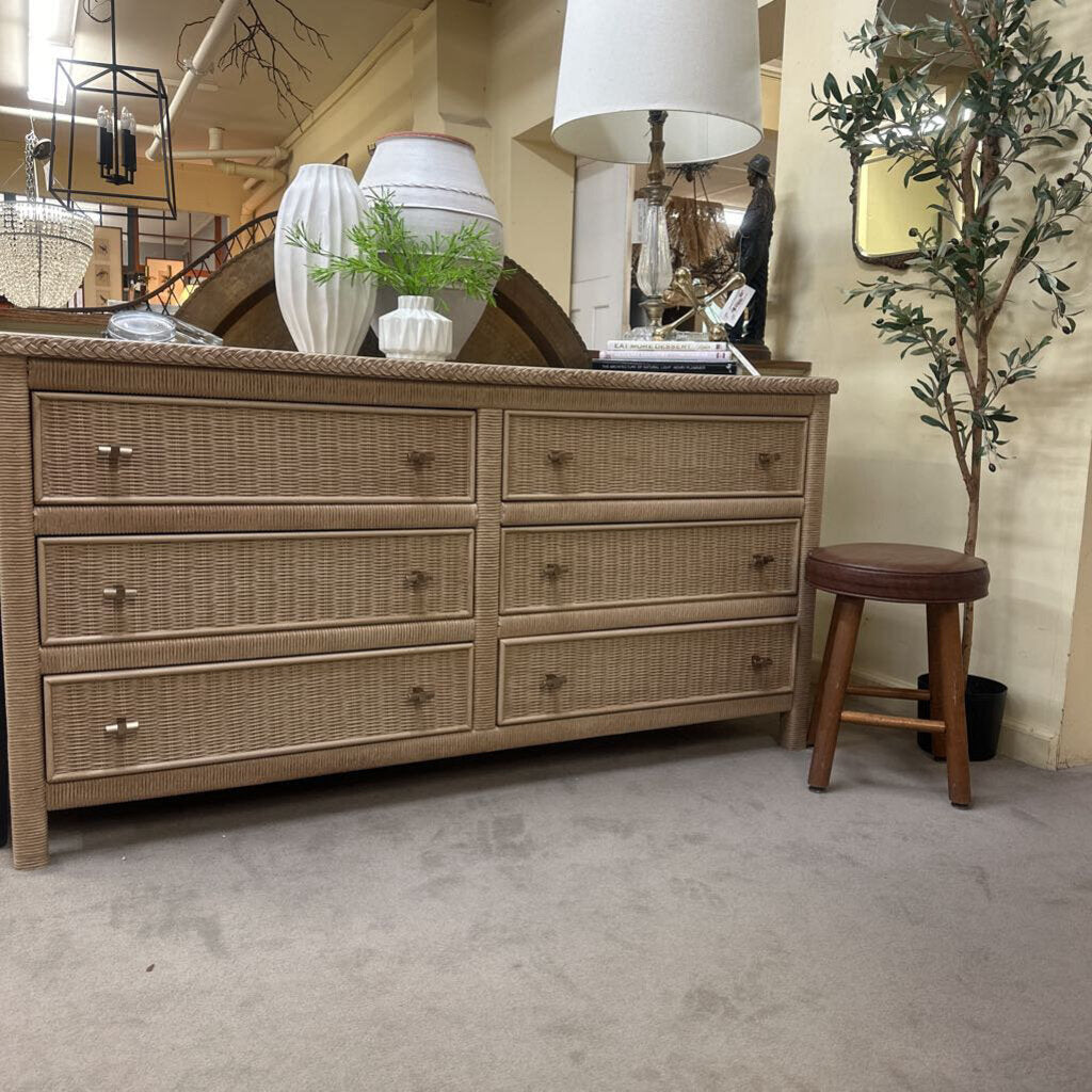 6-Drawer Wicker Dresser