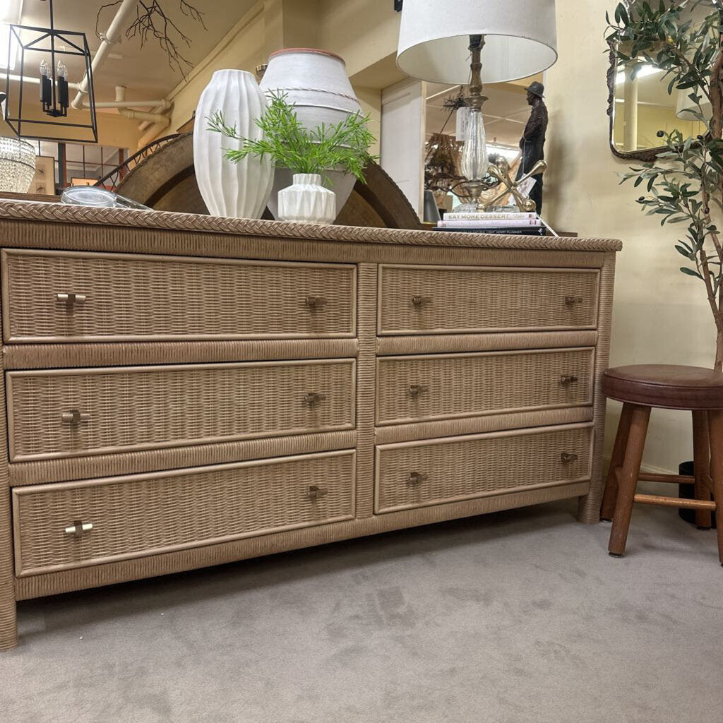 6-Drawer Wicker Dresser