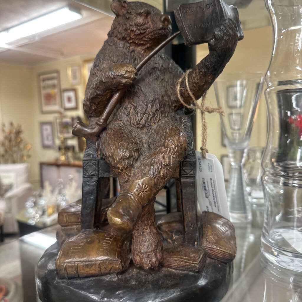 Bronze Reading Bear