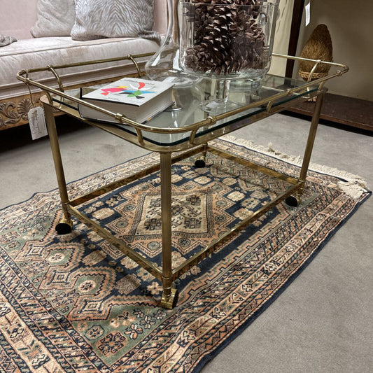 Vintage Brass Coffee Table/Cart