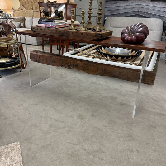Lucite & Rustic Console