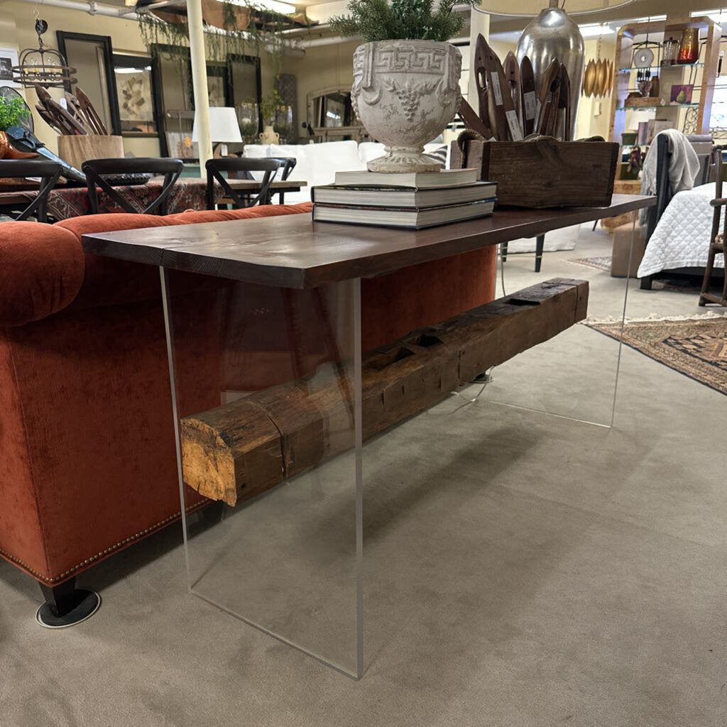 Lucite & Rustic Console