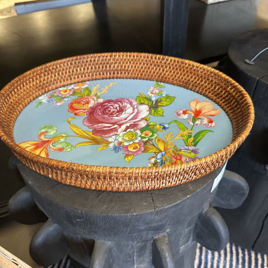Rare Retired Blue Flower Market Tray