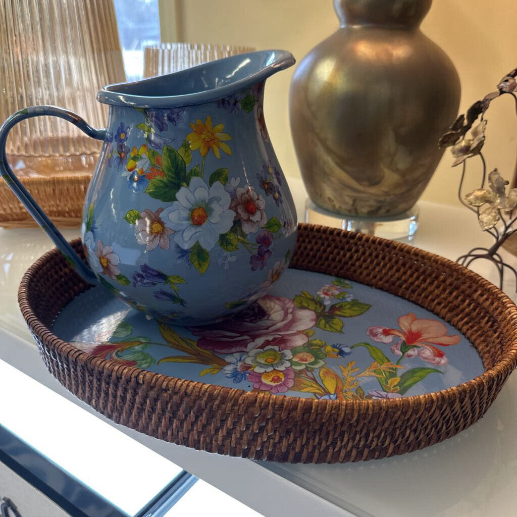 Rare Retired Blue Flower Market Tray