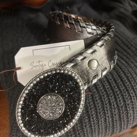 Leather Metallic Belt Interchangable Buckle
