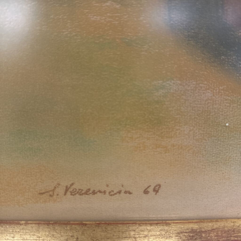 Signed Original Horse Racing Pastel Painting