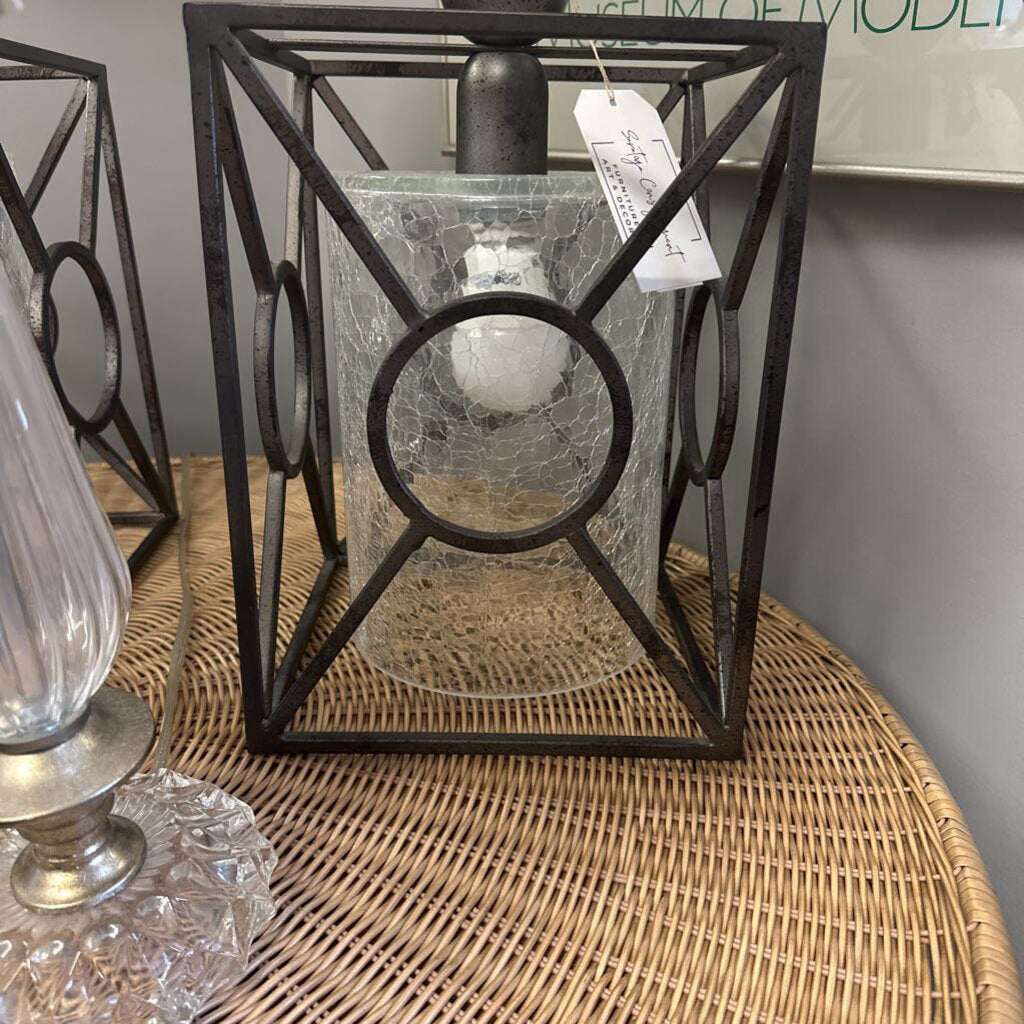 Arabela Crackled Glass Cylinder Pendant