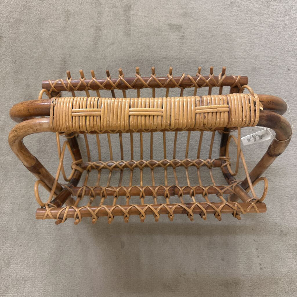 Vtg. Rattan Magazine Rack