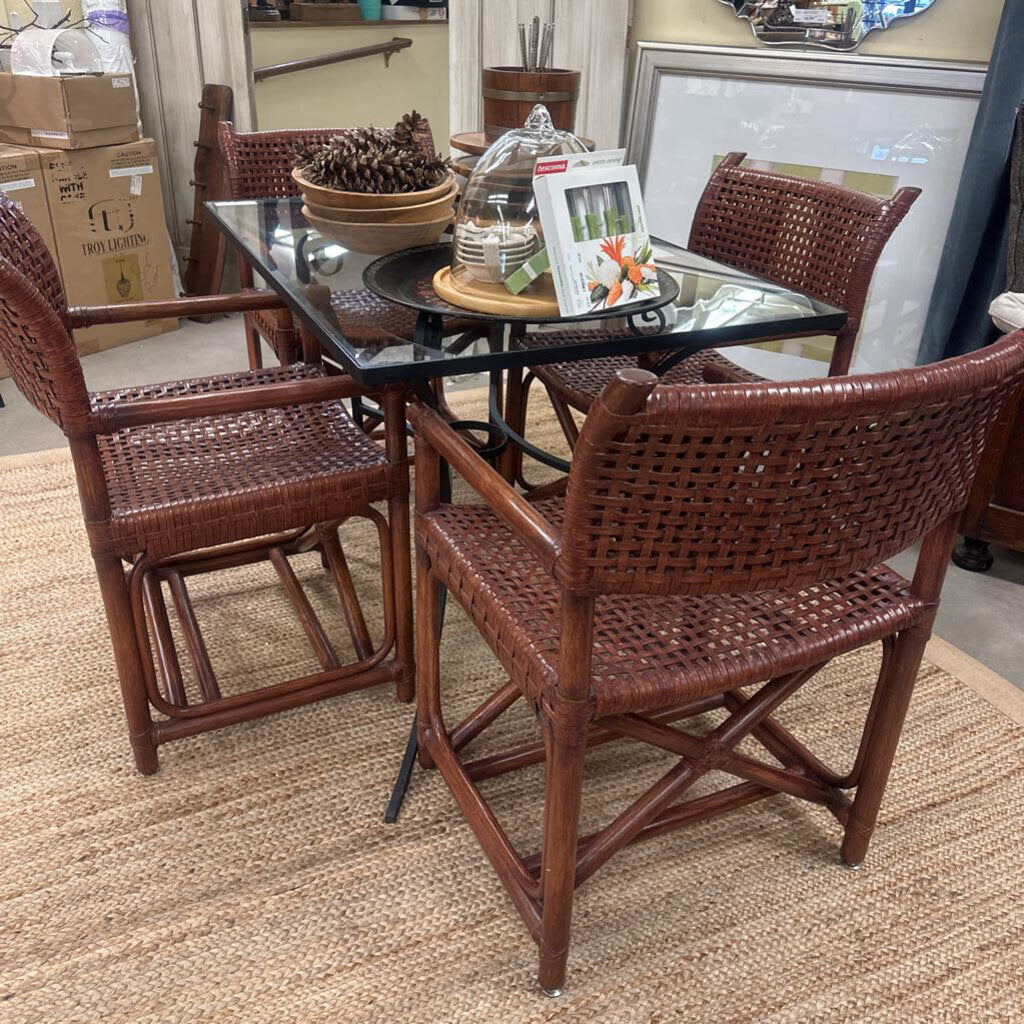 Leather Lattice Dining Chairs (Set4)